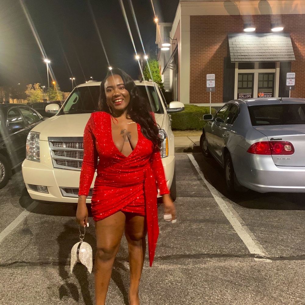 Red sequin dress